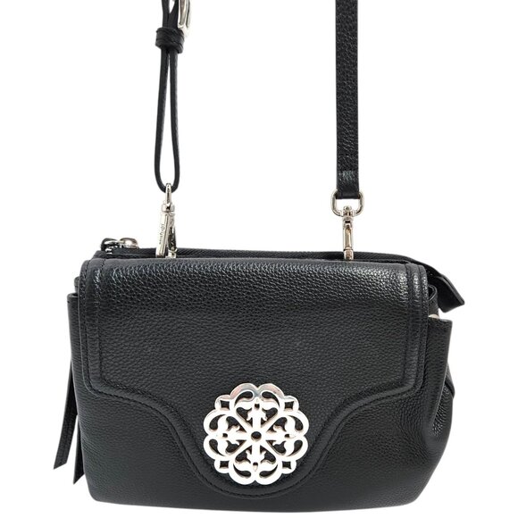 Brighton Ferrara EVE Crossbody Bag Black Leather Adjustable Strap Zip Closure - Picture 3 of 15
